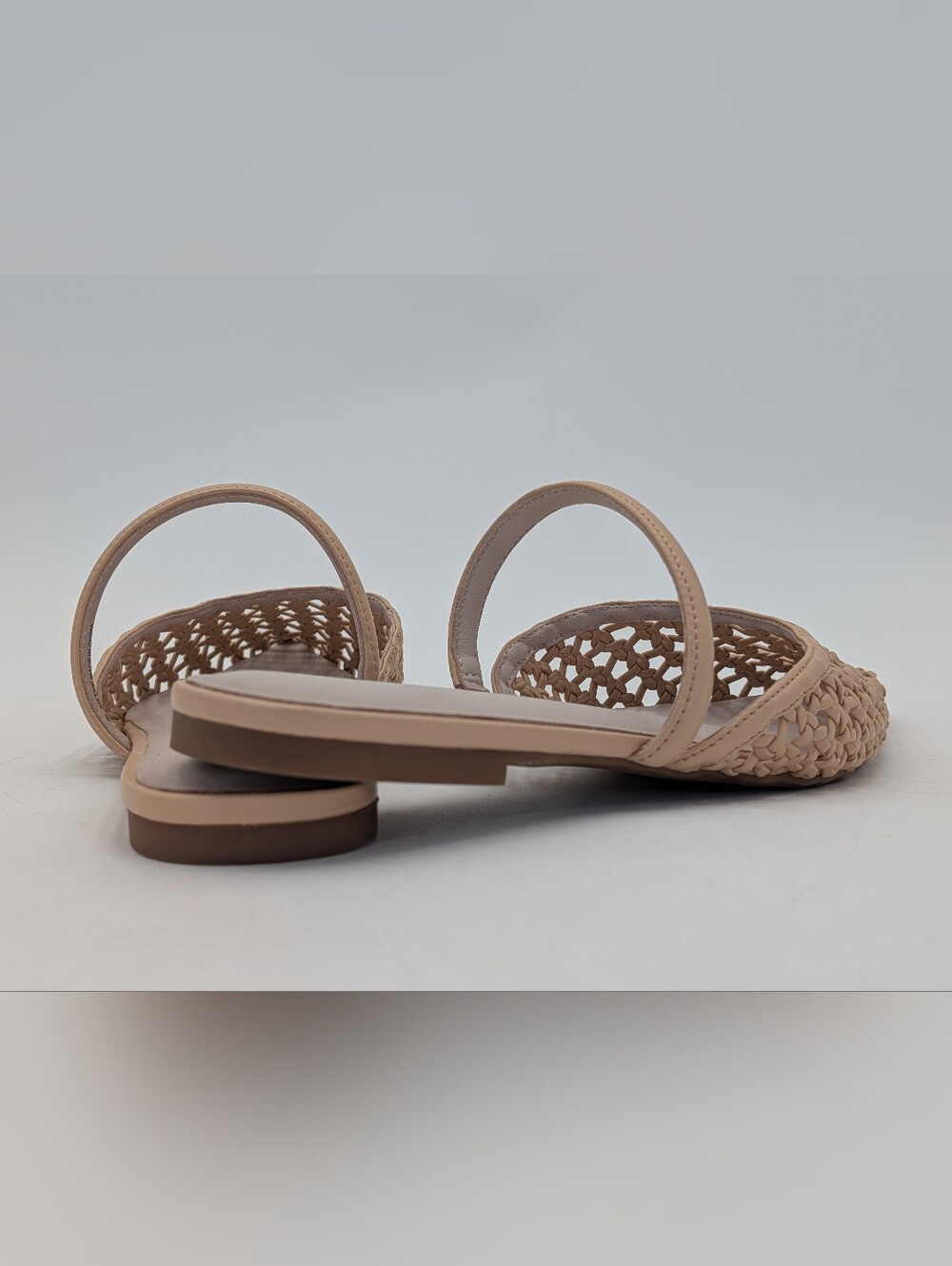 Yosi Samra Justine Sz 9 Pointed Toe Handwoven Leather Mule Flat Sandal Tan - Picture 7 of 16